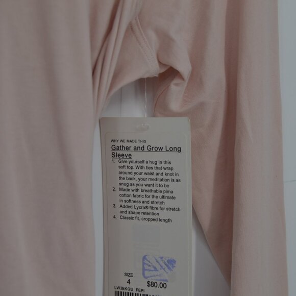 NEW Lululemon Gather and Grow Long Sleeve Top Feather Pink Wraparound Waist 4 - Picture 7 of 8